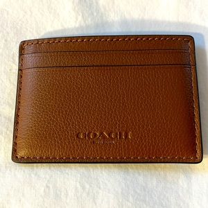 Coach brown leather money clip, NWT